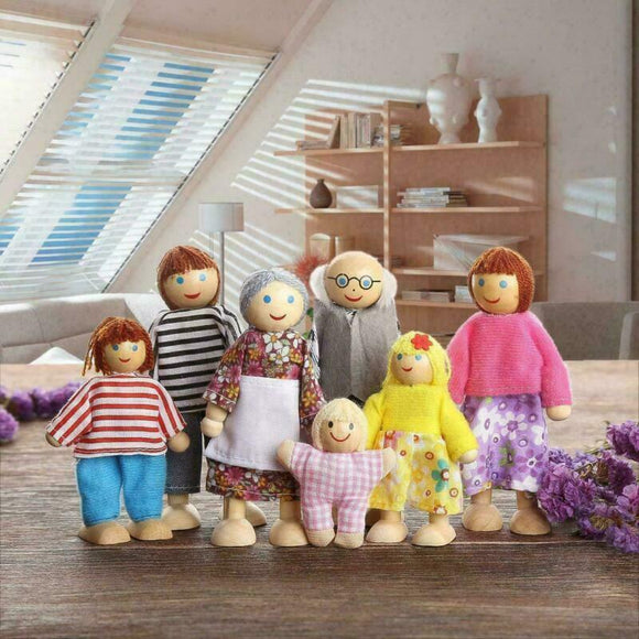 Montessori Dollhouse Small Dolls & Families | 7 piece family of dolls