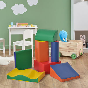 Attrezzatura da gioco morbida per interni | Set da gioco in schiuma Montessori da 7 pezzi | Colori primari | 1-3 anni