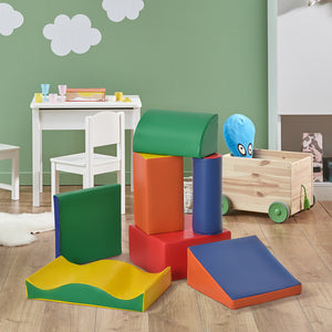 Équipement de jeu doux d'intérieur | Ensemble de jeu en mousse Montessori 7 pièces | Couleurs primaires | 1-3 ans