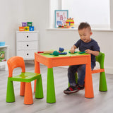 テーブルと椅子 2 脚は丈夫な固体プラスチックで長持ちします。