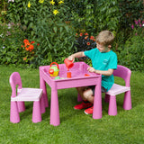 ideell for små barn å sitte ved og nyte lek, kunst og håndverksaktiviteter, eller å nyte en piknik i hagen.