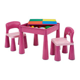 मजबूत ठोस प्लास्टिक मेज और 2 कुर्सियों को दीर्घायु प्रदान करता है