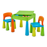Dette funky designet multifunktions bord og 2 stole sæt er ideelt til små børn