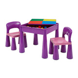 Barns inomhus och utomhus mångsidigt plastbord och 2 stolar set med avtagbar legobräda