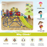 Dôme de cadre d'escalade Montessori intérieur et extérieur résistant à la rouille pour enfants avec toboggan | 3-12 ans
