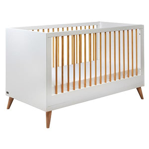 Berço e cama infantil Melody 2 em 1 | Snowdrop branco e pinho saca-rolhas