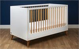 メロディー 2-in-1 ベビーベッド & 幼児用ベッド | スノードロップ ホワイト & コークスクリュー パイン