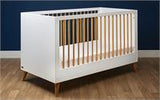 Berço e cama infantil Melody 2 em 1 | Snowdrop branco e pinho saca-rolhas