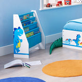 Táto detská knižnica dopĺňa jednolôžko, posteľnú bielizeň a úložný priestor na hračky a krabicu na hračky v rovnakom motíve. 