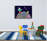 Legeværelsesvægkunst, børneværelsesvægkunst eller børnehavevægklistermærker i alien-tema - forskellige størrelser, der passer til budget og plads