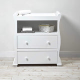 The 2 drawers provide plenty of storage while the open shelf  on this baby changing unit keeps essentials close to hand.