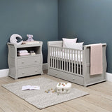 This 4-in-1 warm Grey Sleigh Cot Bed with Drawer is a beautiful Wooden Cot, Toddler Bed and day bed