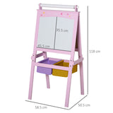 Childrens Deluxe Wooden Double Sided Easel | Blackboard | Paper Roll | Pink| 3 Years and up