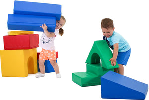 Équipement de jeu doux X-Large | Ensemble de jeu en mousse Montessori 10 pièces | Couleurs primaires | 6 mois+