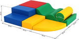 Equipo de juego suave interior grande | Juego de espuma Montessori de 6 piezas con escalones | Colores primarios | 6 meses+