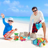 This beach toy set Includes: bucket spade scoop truck sand moulds watering can beach scoop and... ... mesh bag