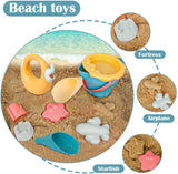 El juego de arena y playa para niños incluye regadera, cubo, colador, palas y moldes.