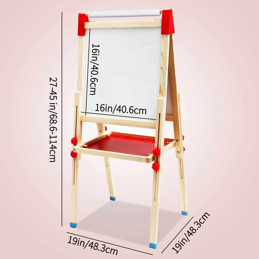 Kids 3in1 Height Adjustable Double Easel Paper Roll & Accessories