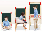 Barn höjdjusterbart staffli | whiteboard | svart tavla dubbelt staffli