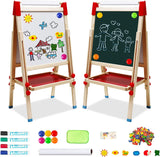 Eco Conscious Wood Height Adjustable Easel | Whiteboard | Blackboard Double Easel