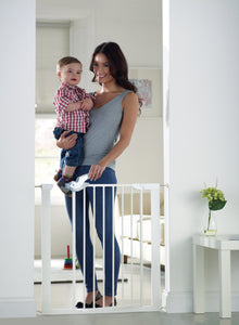 Lindam easy fit plus portail de luxe | porte bébé | barrière d'escalier blanche (76-82cm)