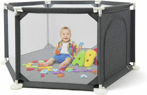 Ensiluokkainen Safe & Secure vauvan leikkikehä vetoketjulla | Harmaa | 6-36 m
