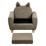 Children’s Cat Design Deluxe Single Armchair | Linen-Look | Biscuit Beige | 3-8 Years