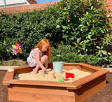 Grote ecologische houten zandbak voor kinderen met deksel | 1,5 m doorsnede | 12m+