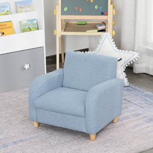 Premium kwaliteit en luxe enkele fauteuil voor kinderen | Linnenlook | Blauw | 3-8 jaar