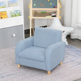 Fauteuil simple de luxe et de qualité supérieure pour enfants | Aspect lin | Bleu | 3-8 ans