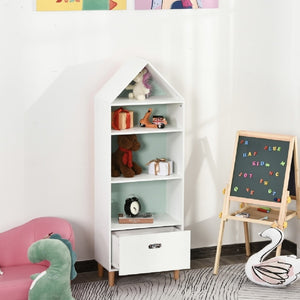 Большой сменный книжный шкаф Монтессори | Хранение детских игрушек | Синий или розовый и белый | Высота 1,42 м | 3 года+