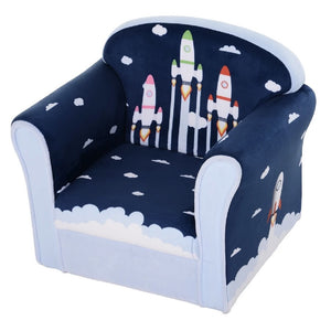 Poltrona per bambini a tema razzo Blast-Off | Blu scuro | 3-9 anni