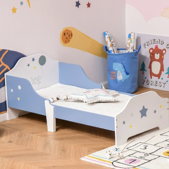 Superstar “Sweet Hugs” Kids Single Bed with Side Rails | Blue & White.