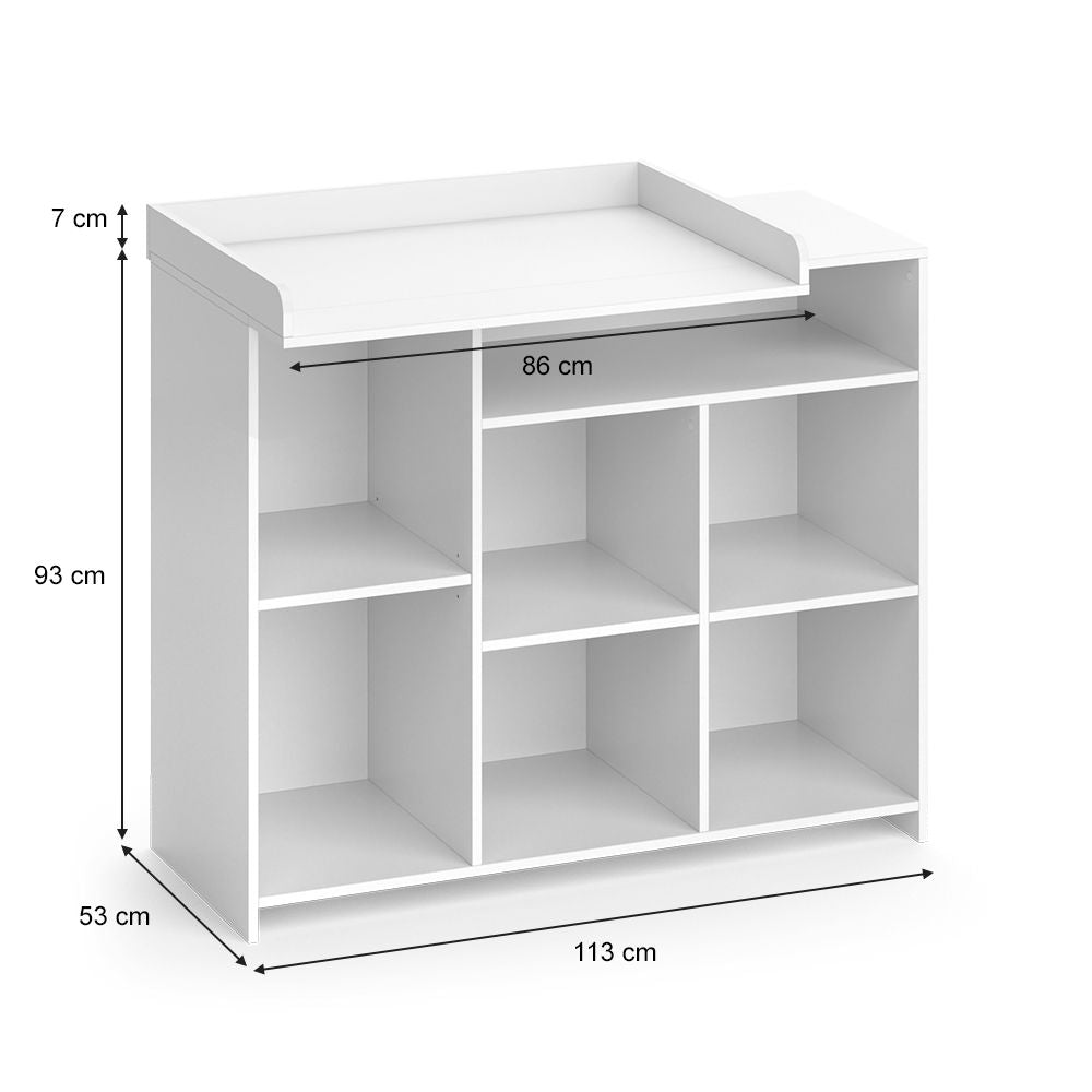 Baby Changing Unit 7 Storage Pockets Modern White Grey www.littlehelper
