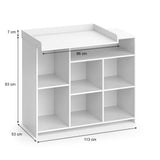 Unité à langer résistante aux rayures | 7 poches de rangement | Design moderne de haute qualité | 113 de largeur x 100 de hauteur x 53 cm de profondeur | Blanc