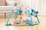 This baby play mat has removable animals with multi textural elements to aid baby's development.