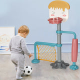 soporte de baloncesto para niños 2 en 1 | Portería de fútbol de goma ajustable con rodillo liso | 3 años+