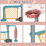 2-in-1 Kids Basketball Stand | Adjustable Rubber Football Goal Smooth Roller | 3 Years+