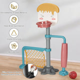 soporte de baloncesto para niños 2 en 1 | Portería de fútbol de goma ajustable con rodillo liso | 3 años+