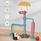 2-in-1 Kids Basketball Stand | Adjustable Rubber Football Goal Smooth Roller | 3 Years+