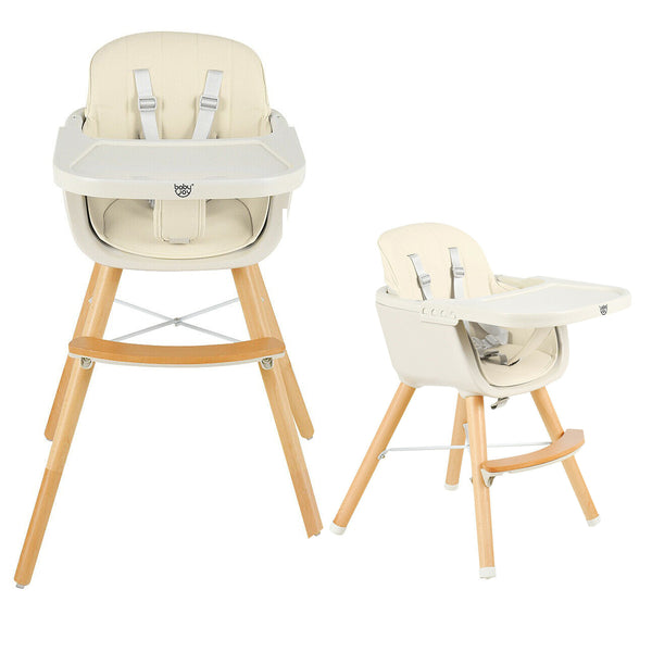Baby Vivo Kinderstoel Babywip 3in1 verstelbaar in hoogte met voetensteun - Baby Kinderstoel Combinatiestoel Schommel Verstelbare rugleuning Afneembaar blad - Lulu in Grijs