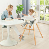 3-in-1 Adjustable Height Beech Wooden High Chair & Tray | Low Chair | Cream Cushion