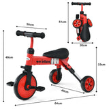 2 in 1 Kids Tricycle | 3 Wheel Bike Trike | Detachable Pedals