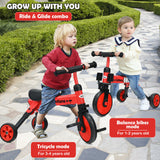 2 in 1 Kids Tricycle | 3 Wheel Bike Trike | Detachable Pedals