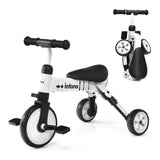 bicicleta de equilíbrio triciclo dobrável infantil 2 em 1 | Triciclo de bicicleta de 3 rodas | Pedais removíveis | Branco | 1-4 anos