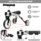 2-i-1 barn hopfällbar trehjuling balanscykel | 3 Wheel Bike Trike | Avtagbara pedaler | Vit svart