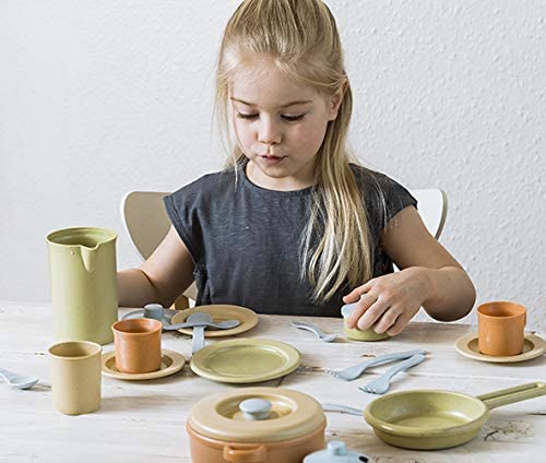 22 Piece 100% Recyclable BIOPlastic Kids Tea Set Play Food Set