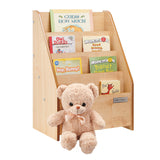 High quality Little Helper Natural Bookcase with 4 staggered shelves at a toddler friendly height.