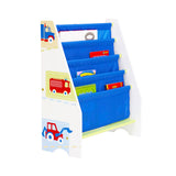 This sling bookcase has four fabric compartments can hold various sized books and is easy to assemble screw fixings