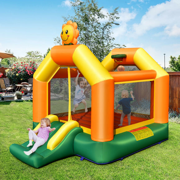 Inflatable Kids Bouncy Castle | Bouncy House with Basketball Hoop and Bag | With Breathable Safety Net